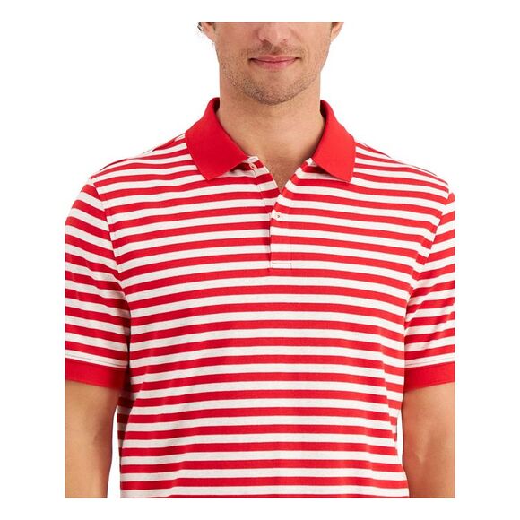 CLUBROOM Mens Red Striped Classic Fit Stretch Polo XXL - Picture 3 of 4